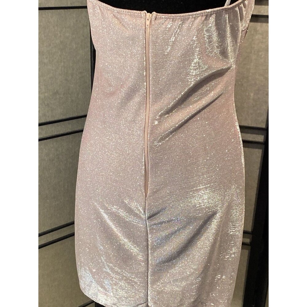 Windsor Spaghetti Strap Pink Shimmer Dress Size L Mini Party Ready Holiday Comfy - Picture 4 of 10